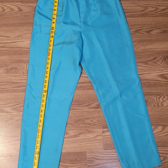 Vintage 100% Silk Turquoise Trousers by Carlisle - Picture 5 of 10